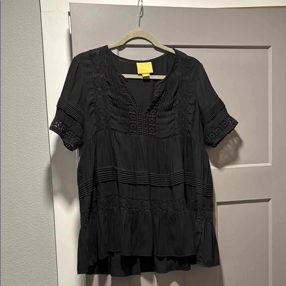 Black Lace Detail Women's Top